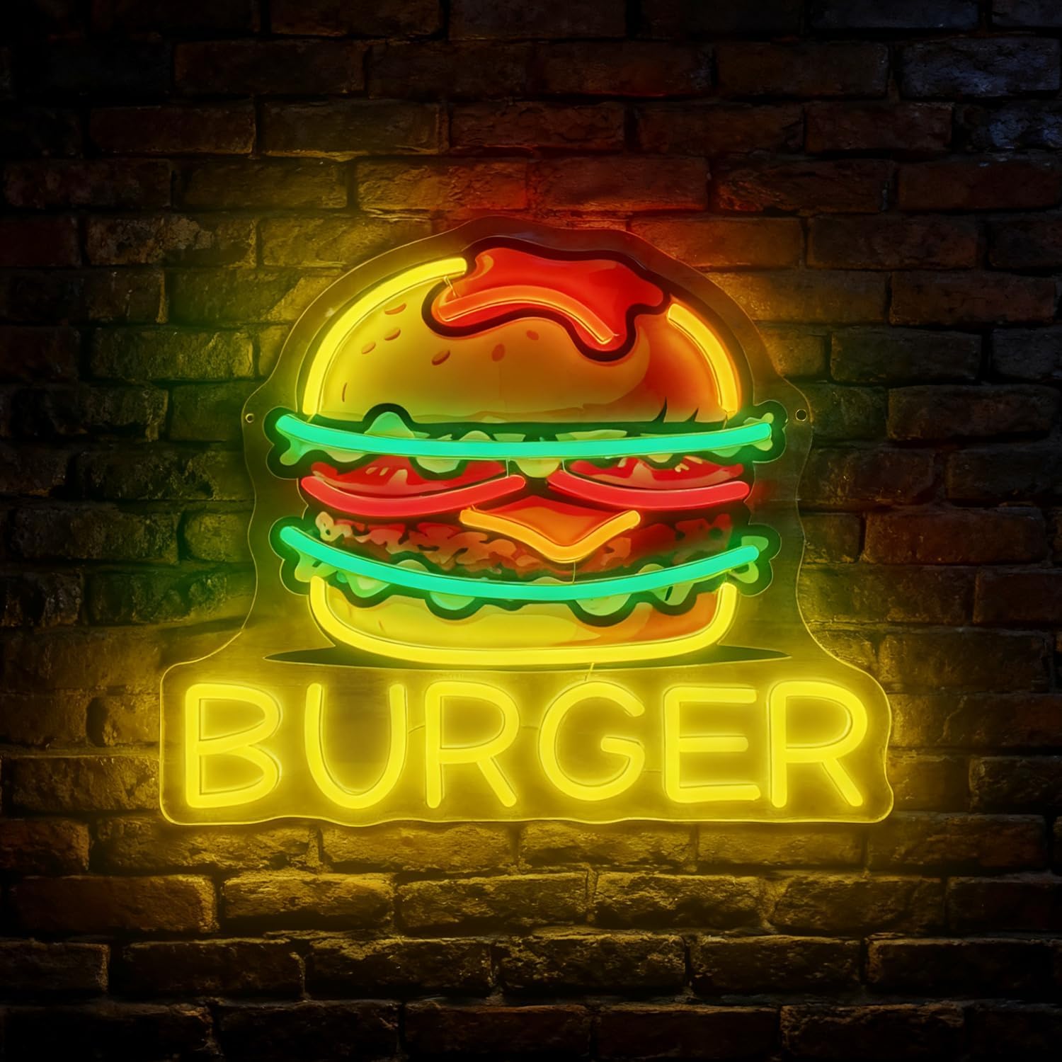 Outdoor Kitchen Power - Burger Neon Sign, LED Hamburger Signs
