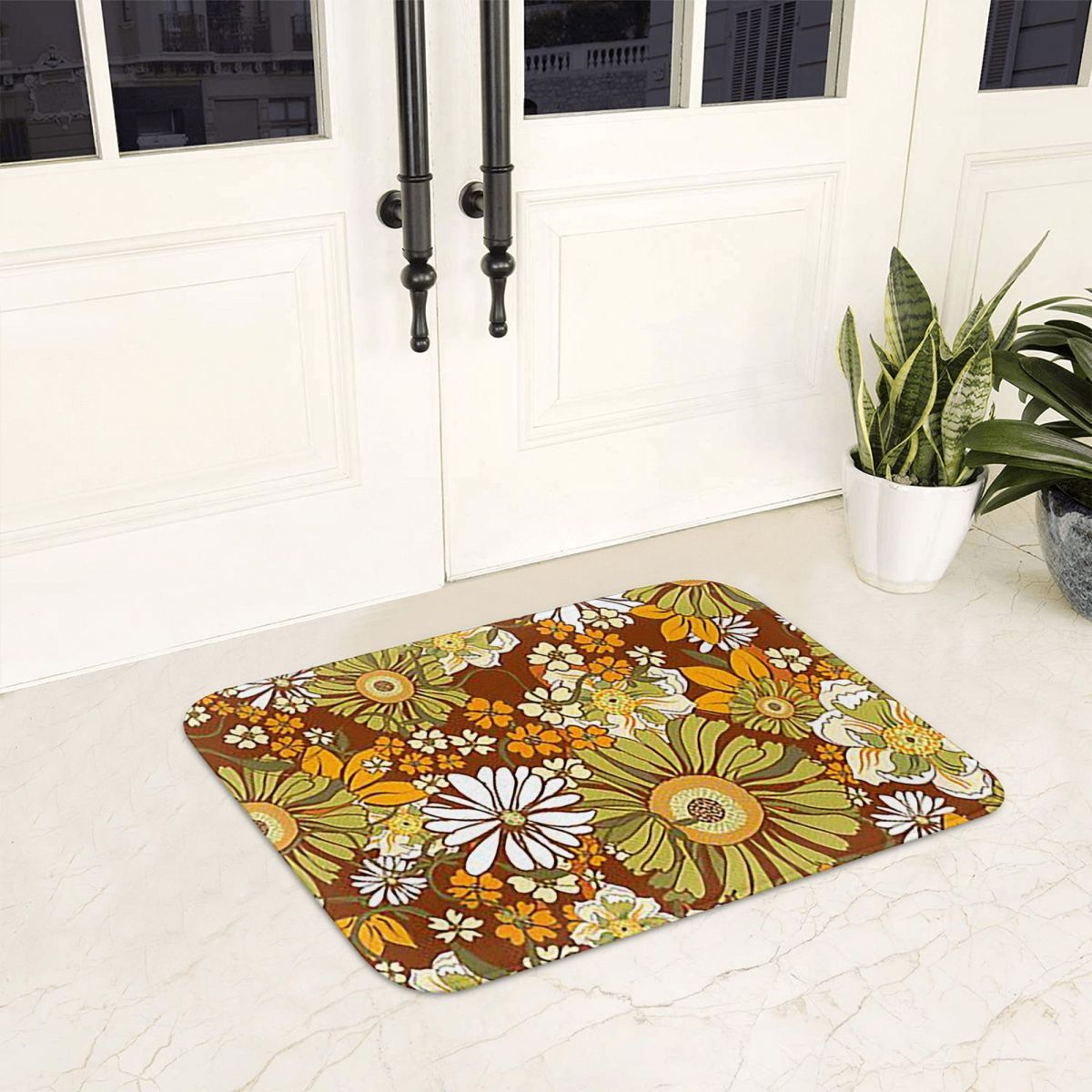 Outdoor Kitchen Power - 70s Flower Power Pattern Boho Anti-slip