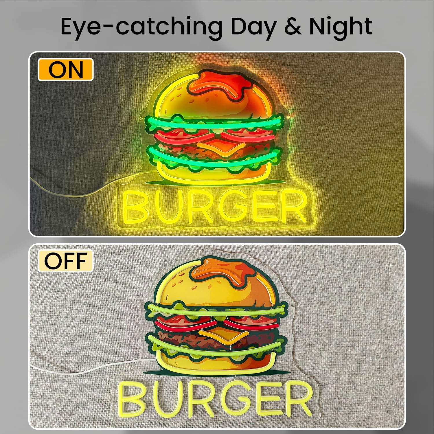 Burger Neon Sign, LED Hamburge - Outdoor Kitchen Power recension och pris