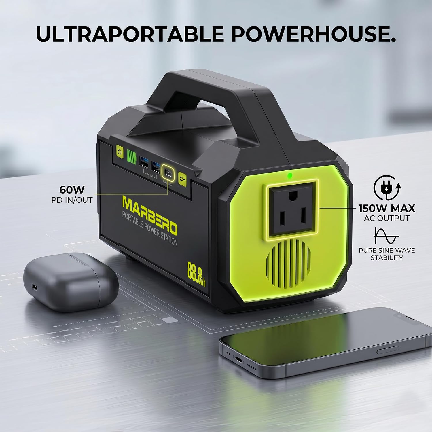 Portable Power Station with AC - Outdoor Power Bank With Ac Outlet recension och pris