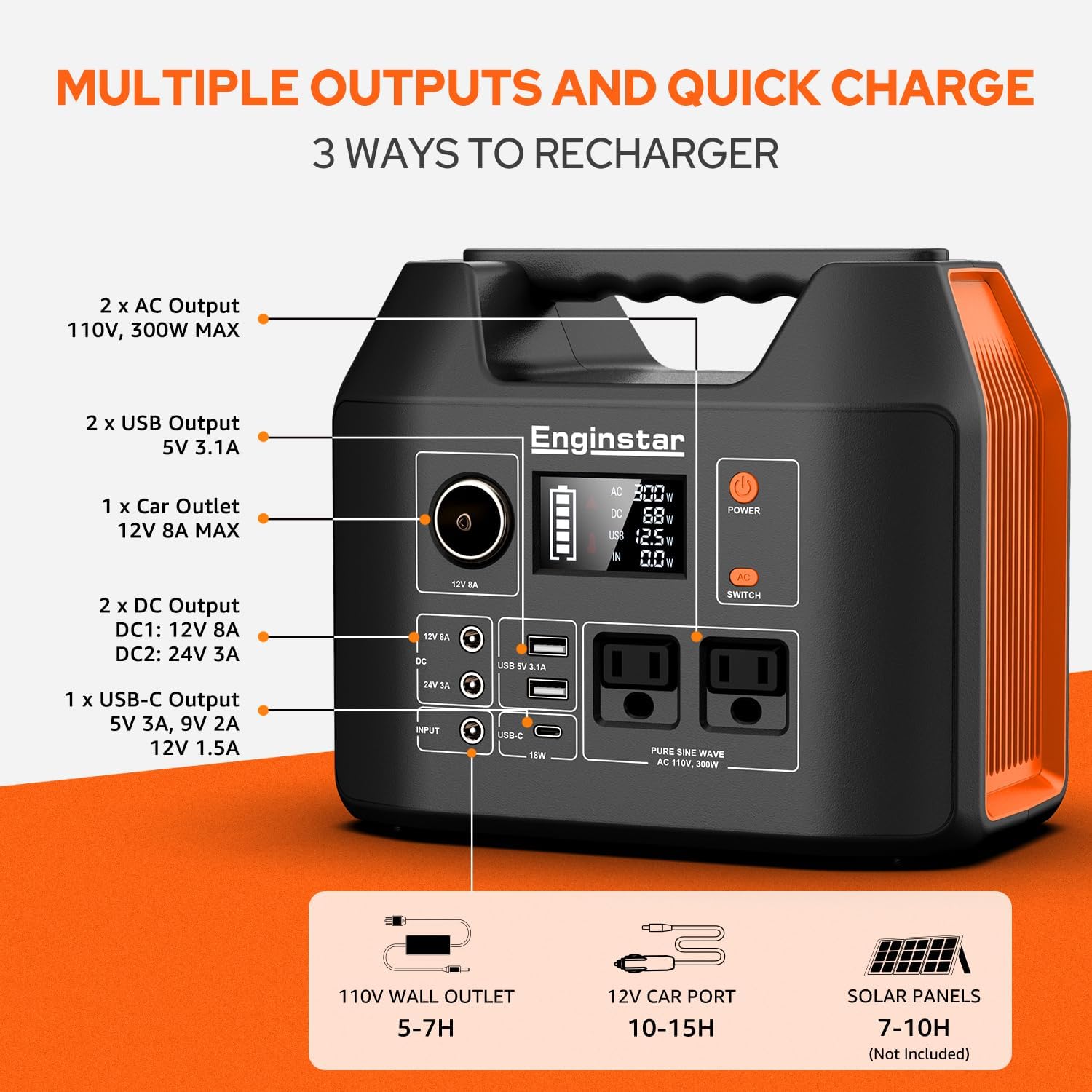 Portable Power Station 300W 29 - Outdoor Power Bank With Ac Outlet recension och pris