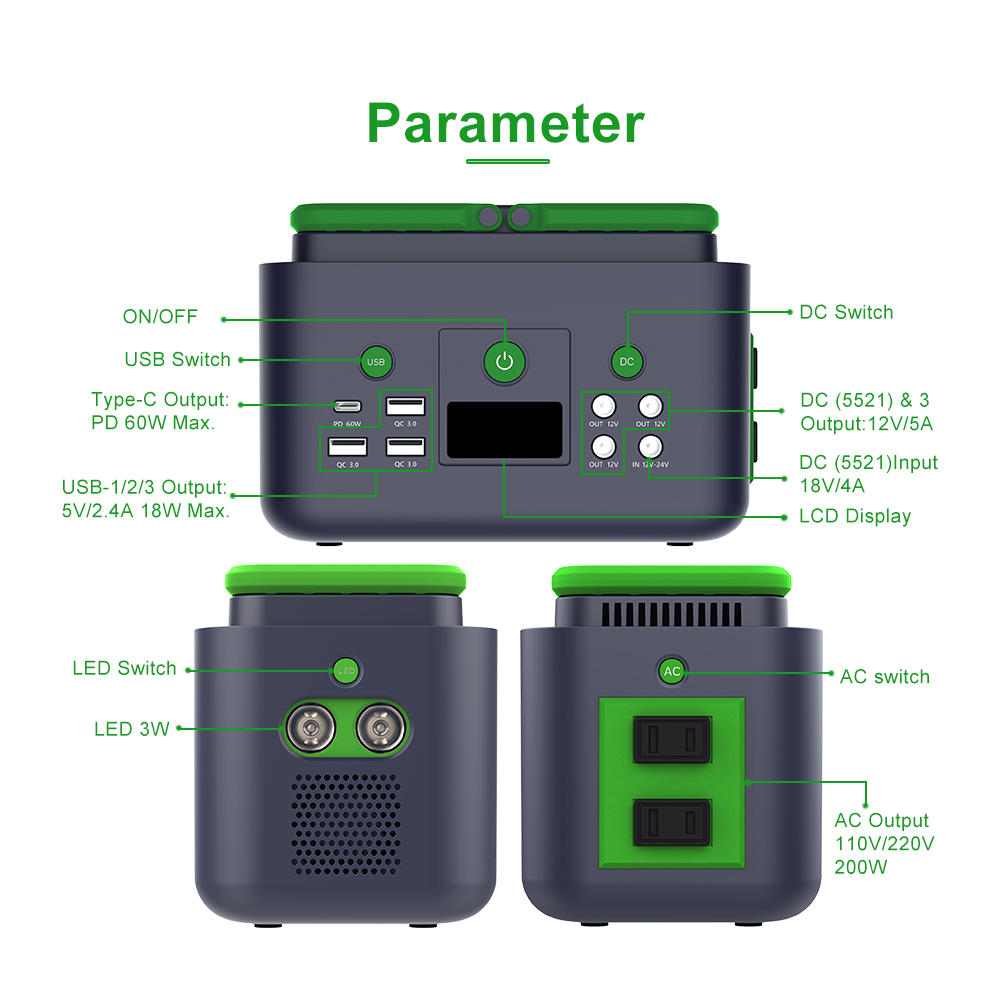 200W Portable Solar Power Stat - Outdoor Power Bank With Ac Outlet recension och pris